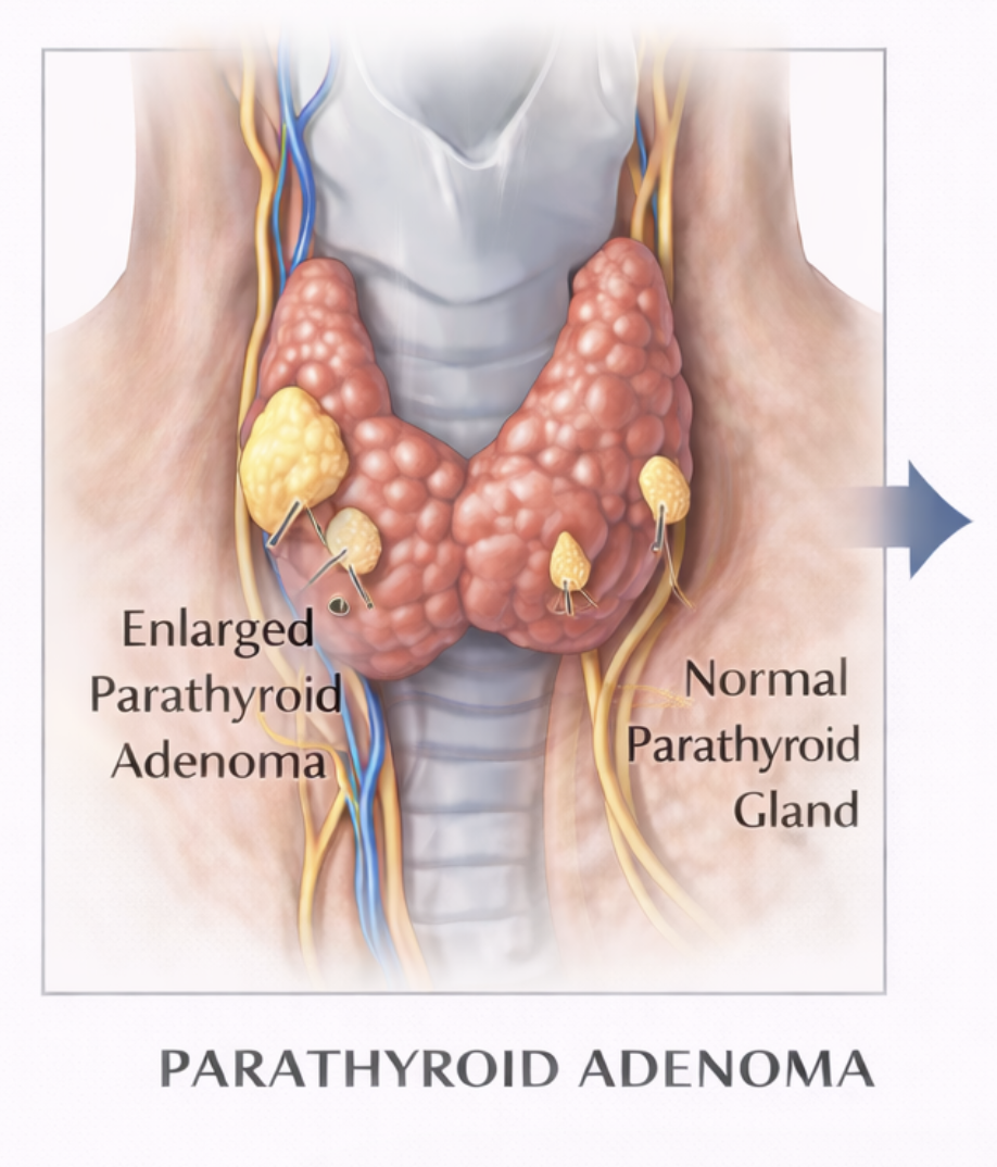 Medizinische Illustration: Nebenschilddr&uuml;senchirurgie